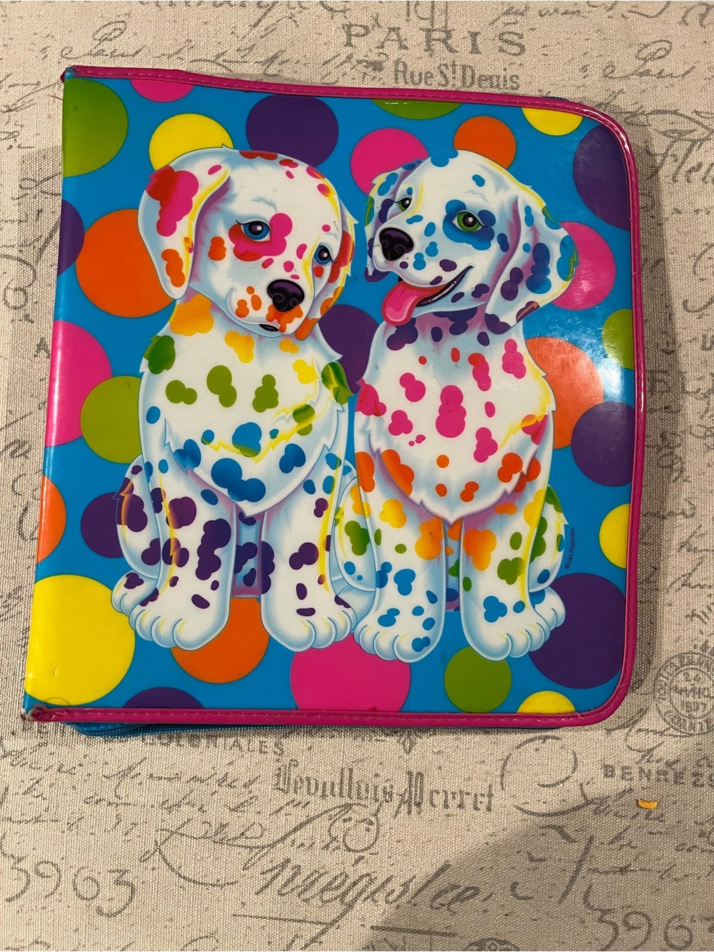 Lisa Frank Spotty & Dotty Dalmatian Puppies Trapper Keeper/Zip Binder 1990s Y2K